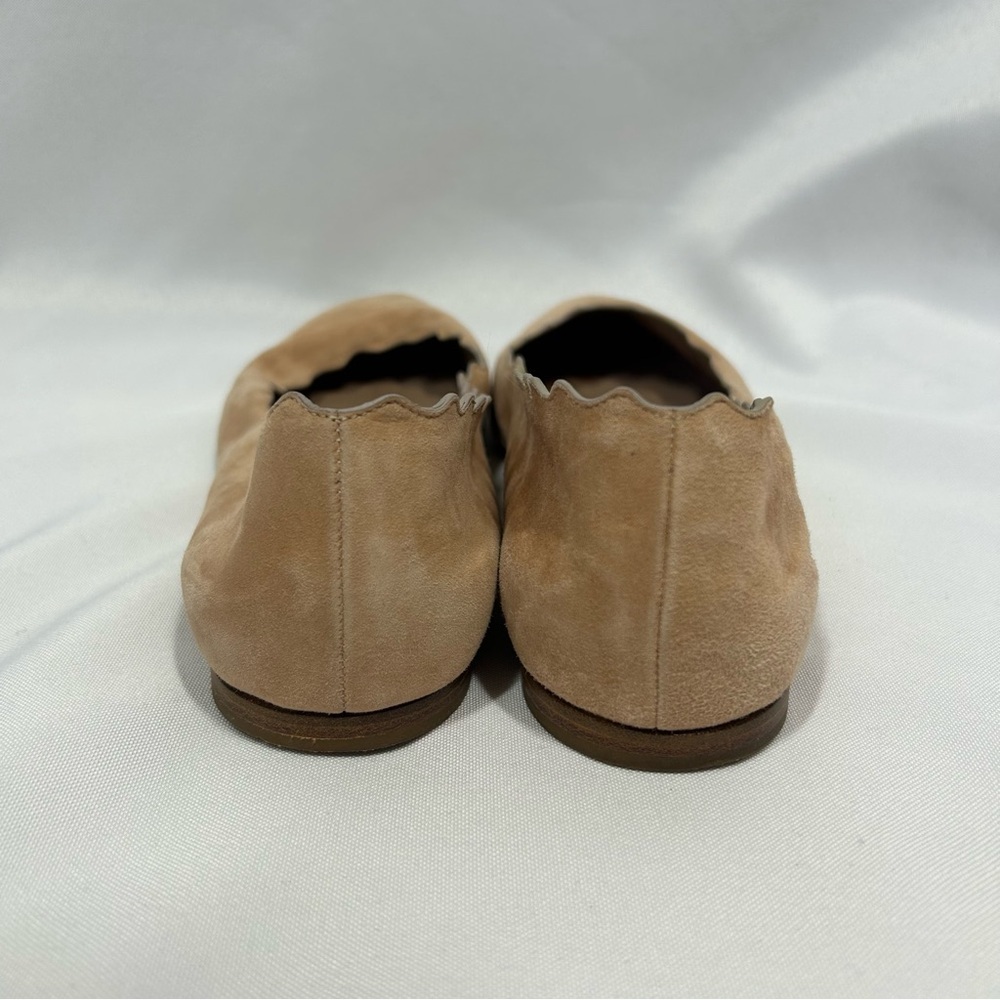 Chloé | Suede Nude Tan Flats Scalloped Women’s Size 39.5 - Picture 5 of 10